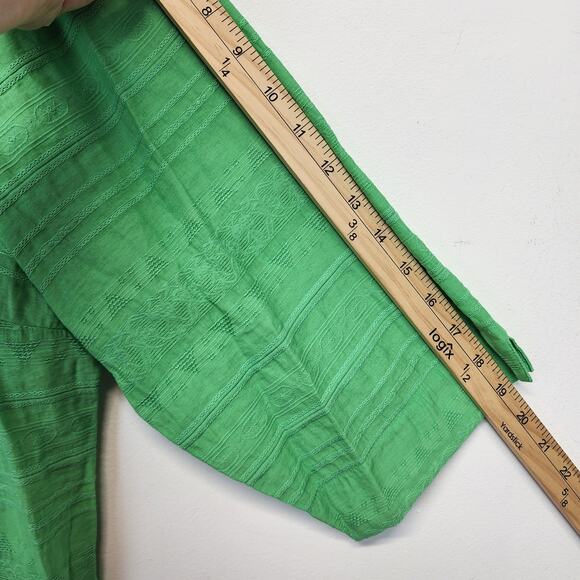 Alfred Dunner Tropic Zone Lace Trim Top Size 2X Green 3/4 Sleeve Flocked Mature - Picture 10 of 11